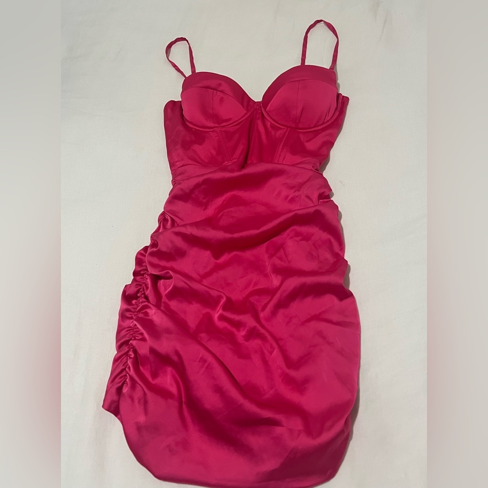 Oh Polly Pink mini Dress Corset Size 2 ruched